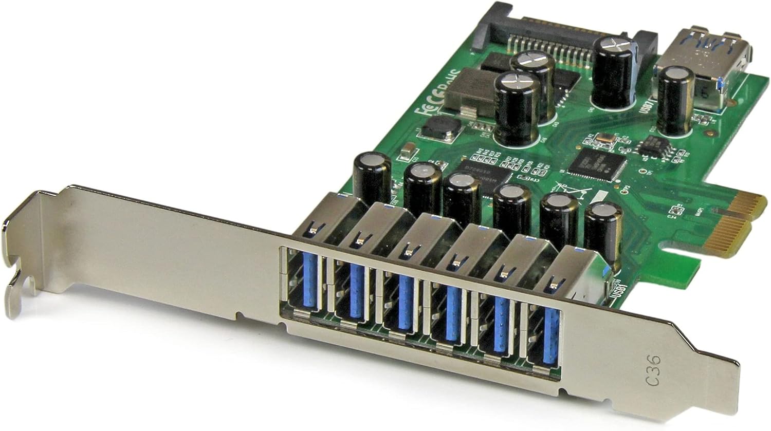 StarTech.com 7 Port PCI Express USB 3.0 Card - 5Gbps - Standard & Low-Profile - SATA Power - UASP Support