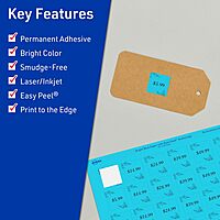 Avery Printable Square Labels, Sure Feed Technology, 3/4" x 3/4", Bright Blue, Print-to-The-Edge, Laser/Inkjet