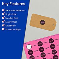 Avery Printable Round Labels, Sure Feed Technology, 1" Diameter, Bright Pink Labels, Print-to-The-Edge, Laser/Inkjet