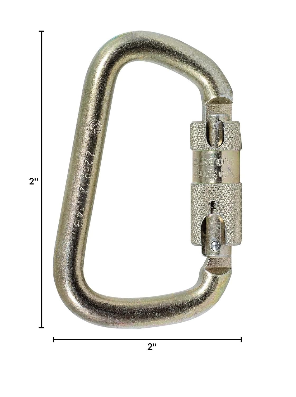 Peakworks Lightweight, Easy to Use, Zinc Plated Steel, 1" Double Locking Carabiner, 2"x 2"x1", V860120