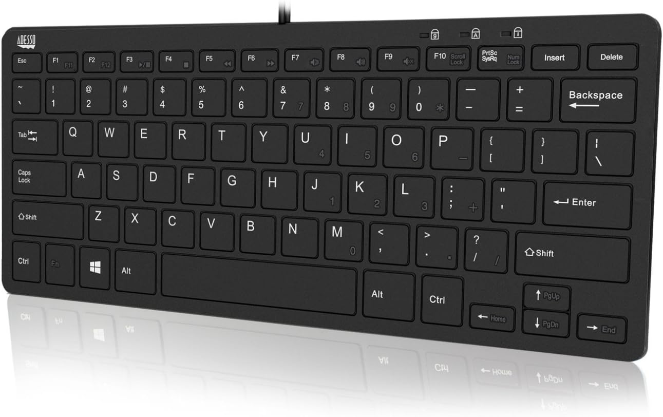 Adesso SlimTouch 510 Mini Keyboard with USB Hubs (AKB-510HB), Black