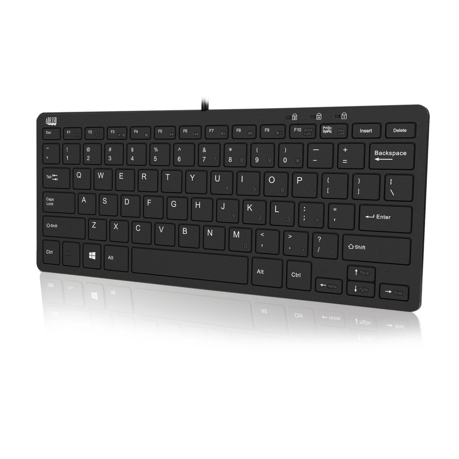 Adesso SlimTouch 510 Mini Keyboard with USB Hubs (AKB-510HB), Black
