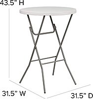 Flash Furniture Kathryn 2.63' Round Folding Bar Height Table for Parties and Commercial Events