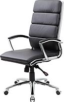Boss Office Products CaressoftPlus Executive Chair, Traditional, Metal Chrome Finish 30D x 27W x 42H in