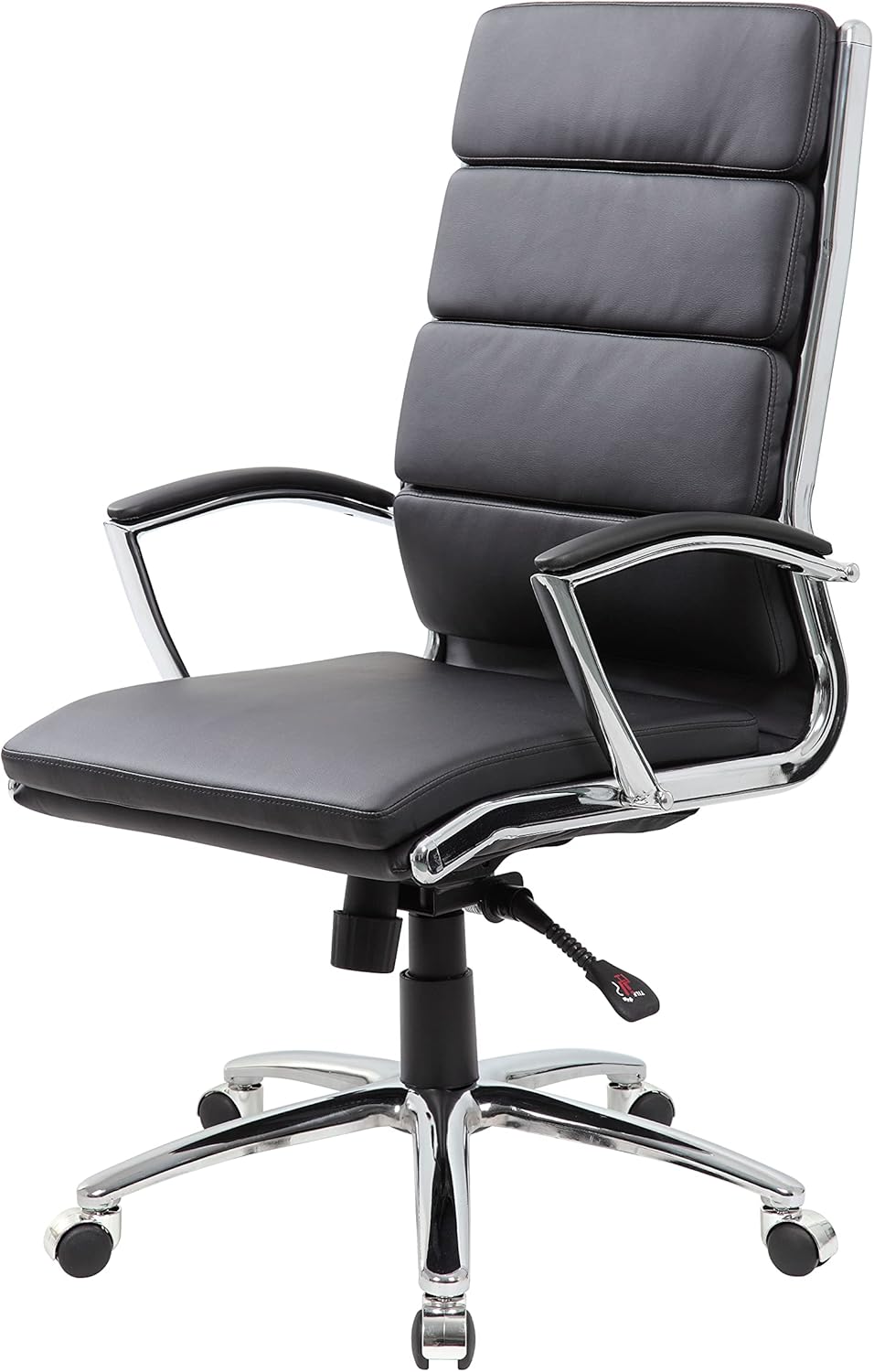 Boss Office Products CaressoftPlus Executive Chair, Traditional, Metal Chrome Finish 30D x 27W x 42H in