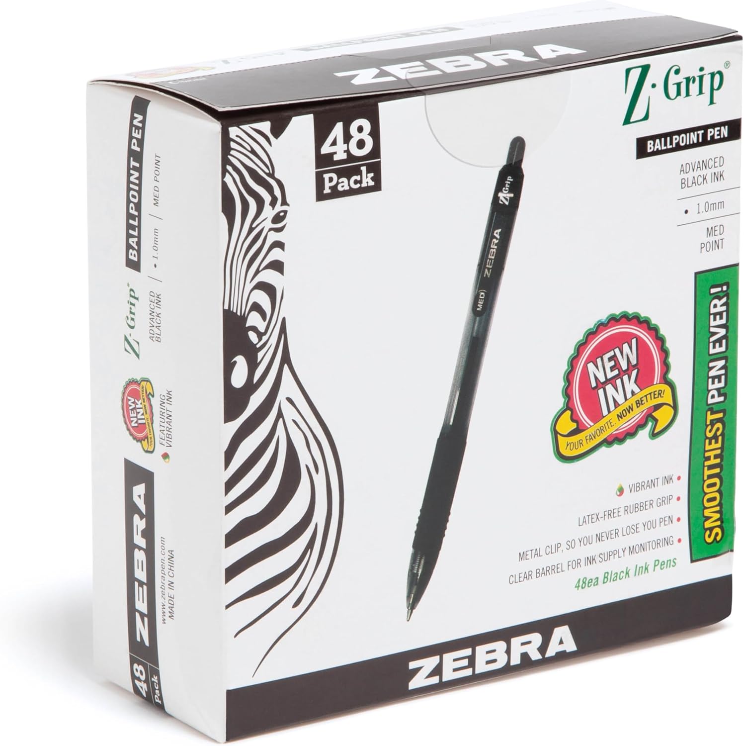 Zebra Pen Z-Grip Retractable Ballpoint Pen, Medium Point 1.0 mm