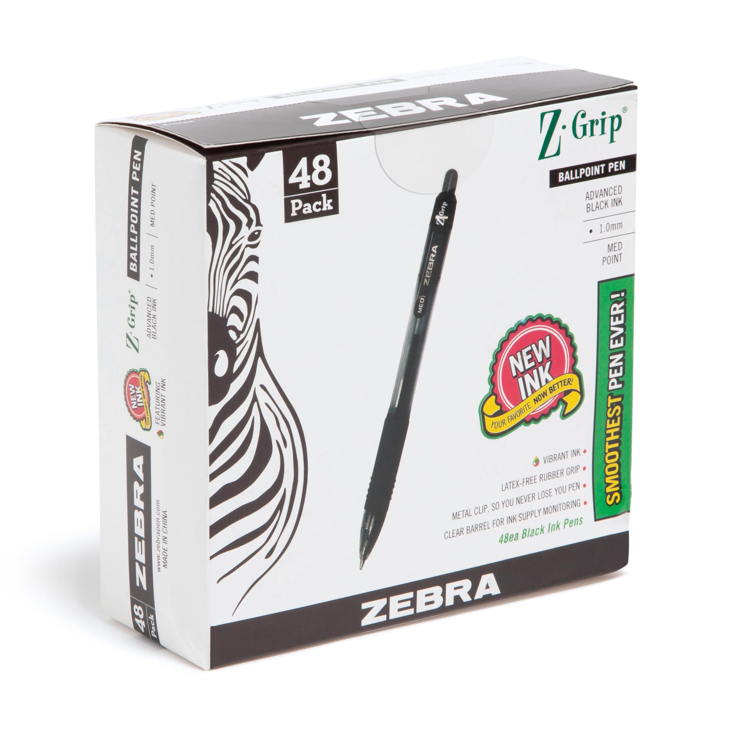 Zebra Pen Z-Grip Retractable Ballpoint Pen, Medium Point 1.0 mm