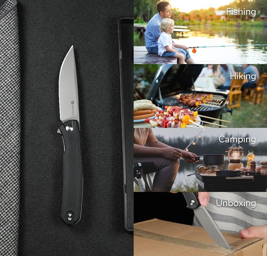 SENCUT Scitus Pocket Folding Knife for EDC, Design by Ostap Hel, Liner Lock Knife with Deep Carry Clip