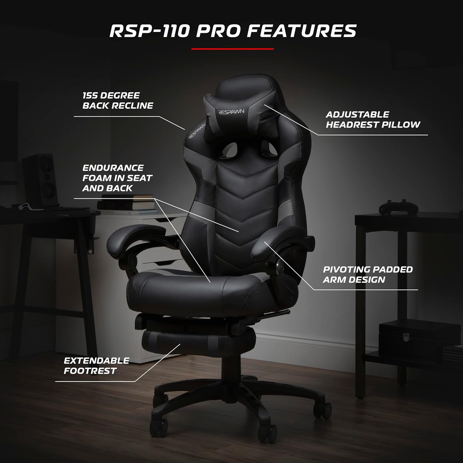 RESPAWN 110 Pro Ergonomic Gaming Chair with Footrest