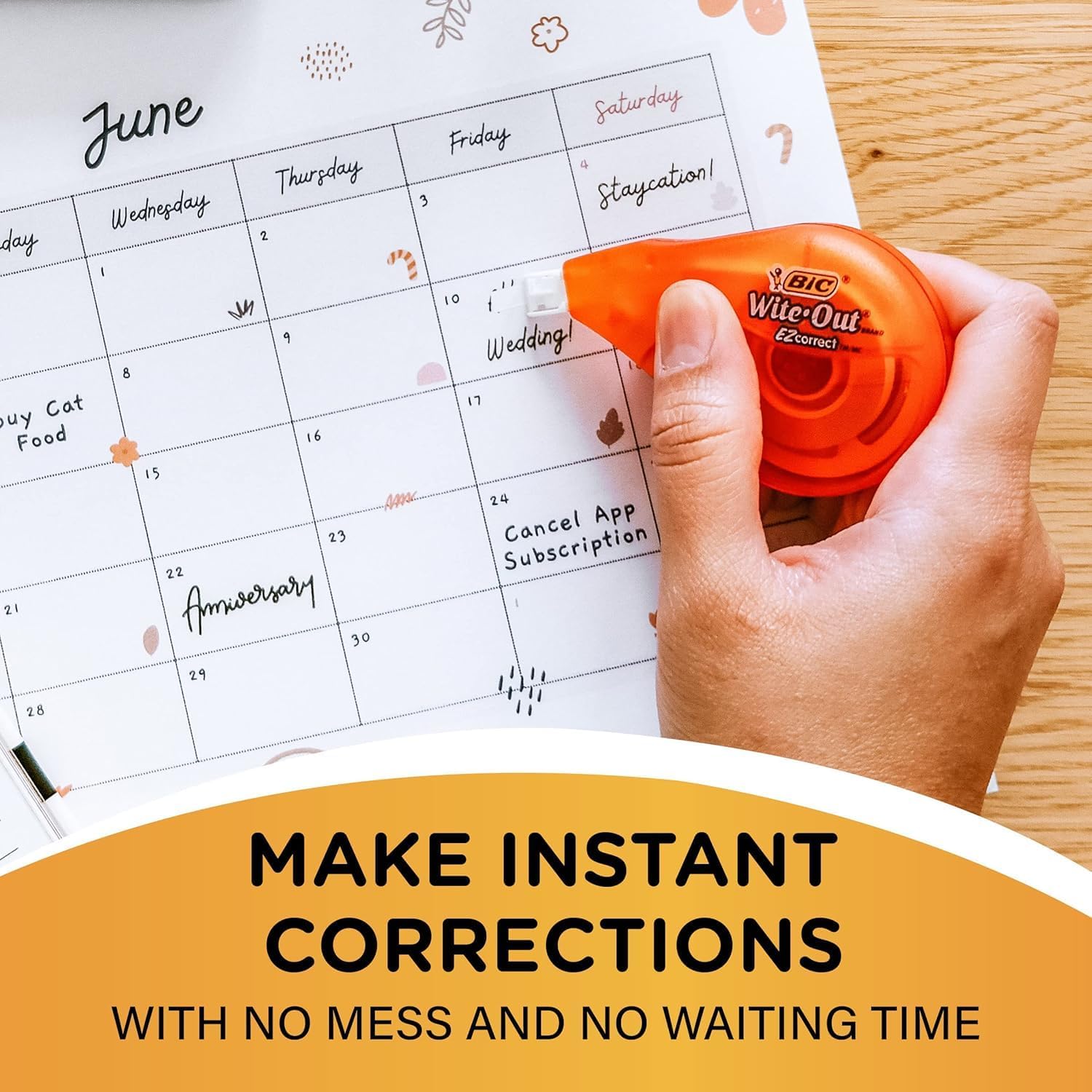 BIC Wite-Out Brand EZ Correct Correction Tape, Applies Dry, 18-Count, Translucent Dispenser Shows How Much Tape is Remaining