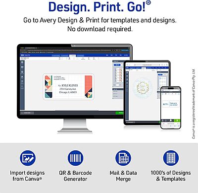 Avery Printable Rectangle Labels, Sure Feed Technology, 4" x 5", Bright Orange, Print-to-The-Edge, Laser/Inkjet Compatible