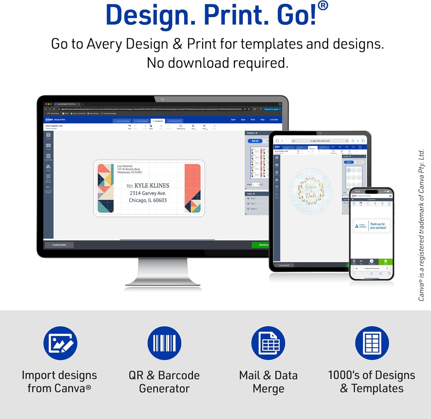 Avery Printable Rectangle Labels - Sure Feed Technology