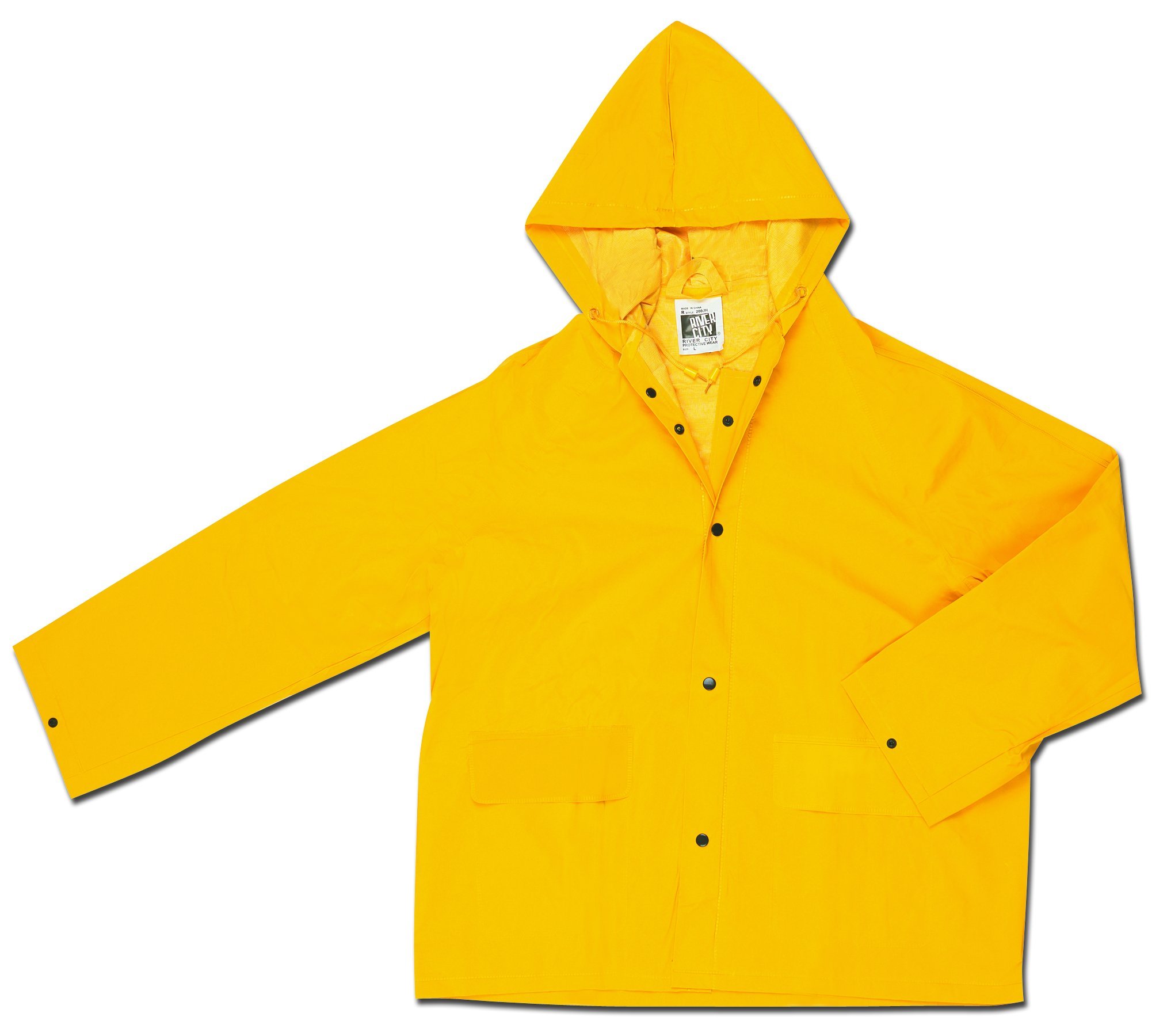 MCR Safety 200JHX2 Classic PVC/Polyester Jacket with Attached Hood, Yellow, 2X-Large