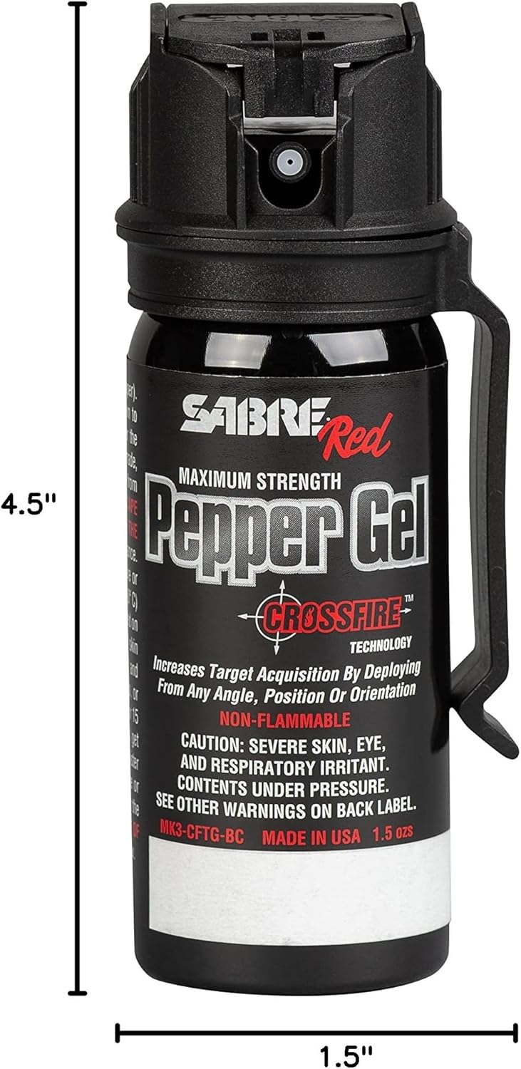SABRE Crossfire Pepper Gel, Deploys At Any Angle, Maximizes Target Acquisition Against Multiple Threats