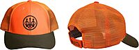 Beretta Men's Tobacco/Blaze Orange Upland Mesh Back Hunting Trucker Hat with Waxed Cotton Bill and Velcro Closure, One Size