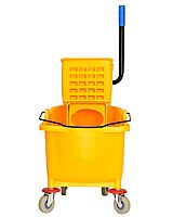 Alpine Industries Mop Bucket & Side Wringer Combo - Heavy Duty, 36 Qt, Yellow