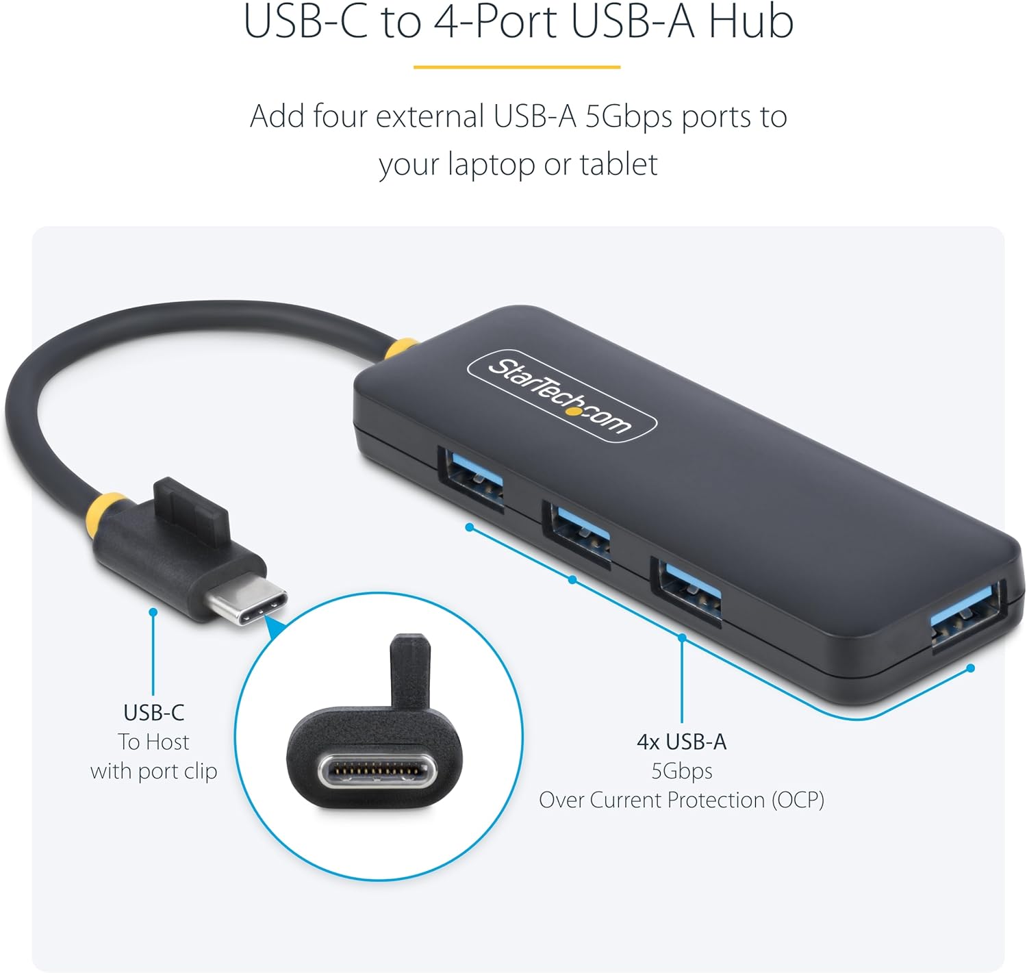 StarTech 4-Port USB 3.0 Hub, Bus-Powered Portable Travel Mini Hub