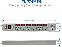 Tripp Lite TLP76MSG 7 Outlet (6 Individually Controlled) Surge Protector Power Strip, 6ft Cord