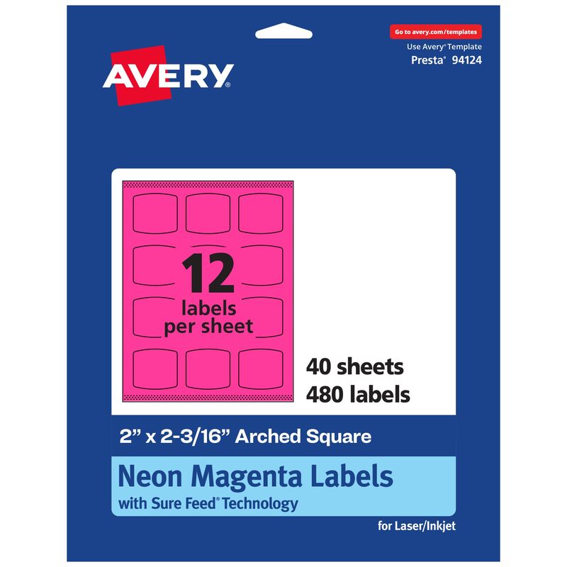 Avery Printable Arched Square Labels with Sure Feed Technology, Print-to-The-Edge, Laser/Inkjet