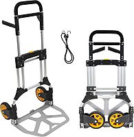 Mount-It! Folding Dolly, Aluminum Trolley, Industrial Grade Heavy Duty 440 Lb Capacity Hand Truck with Durable Rubber Wheels, Ergonomic Telescoping Handle for Indoor Outdoor, Foldable & Moving Dolly