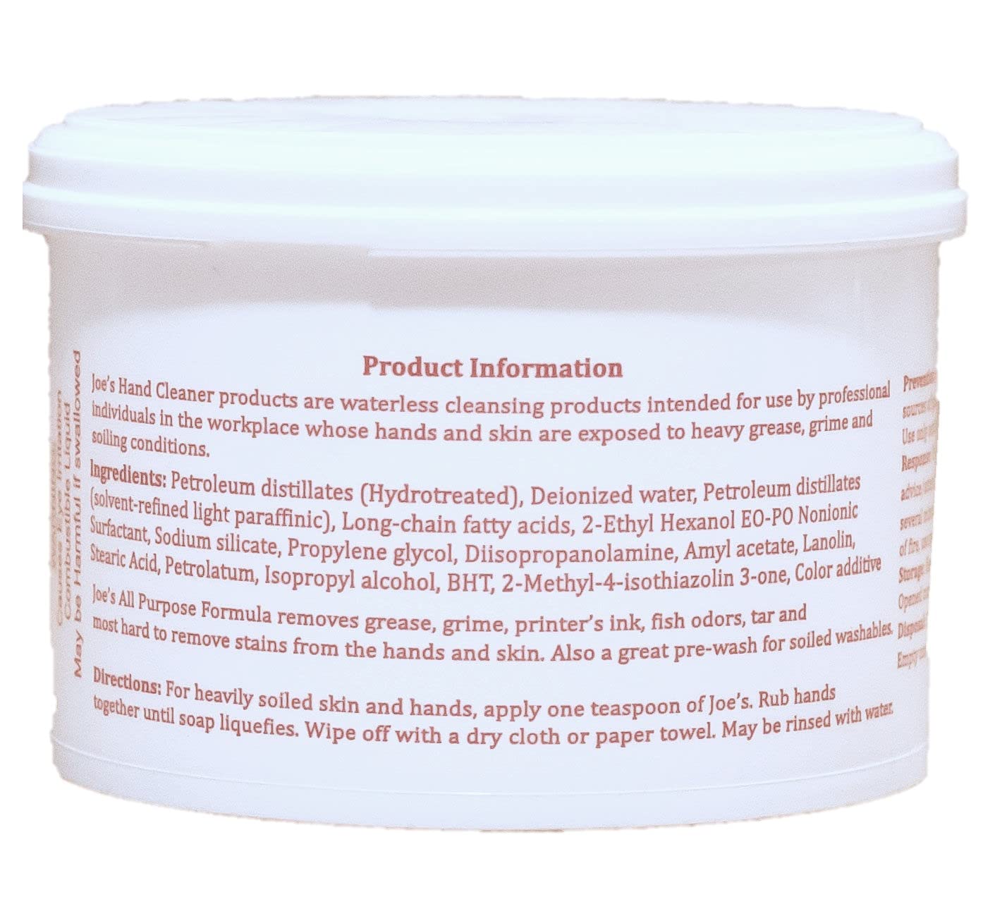 Joe's All Purpose Hand Cleaner 103- Water/Waterless with Lanolin 1 lb.