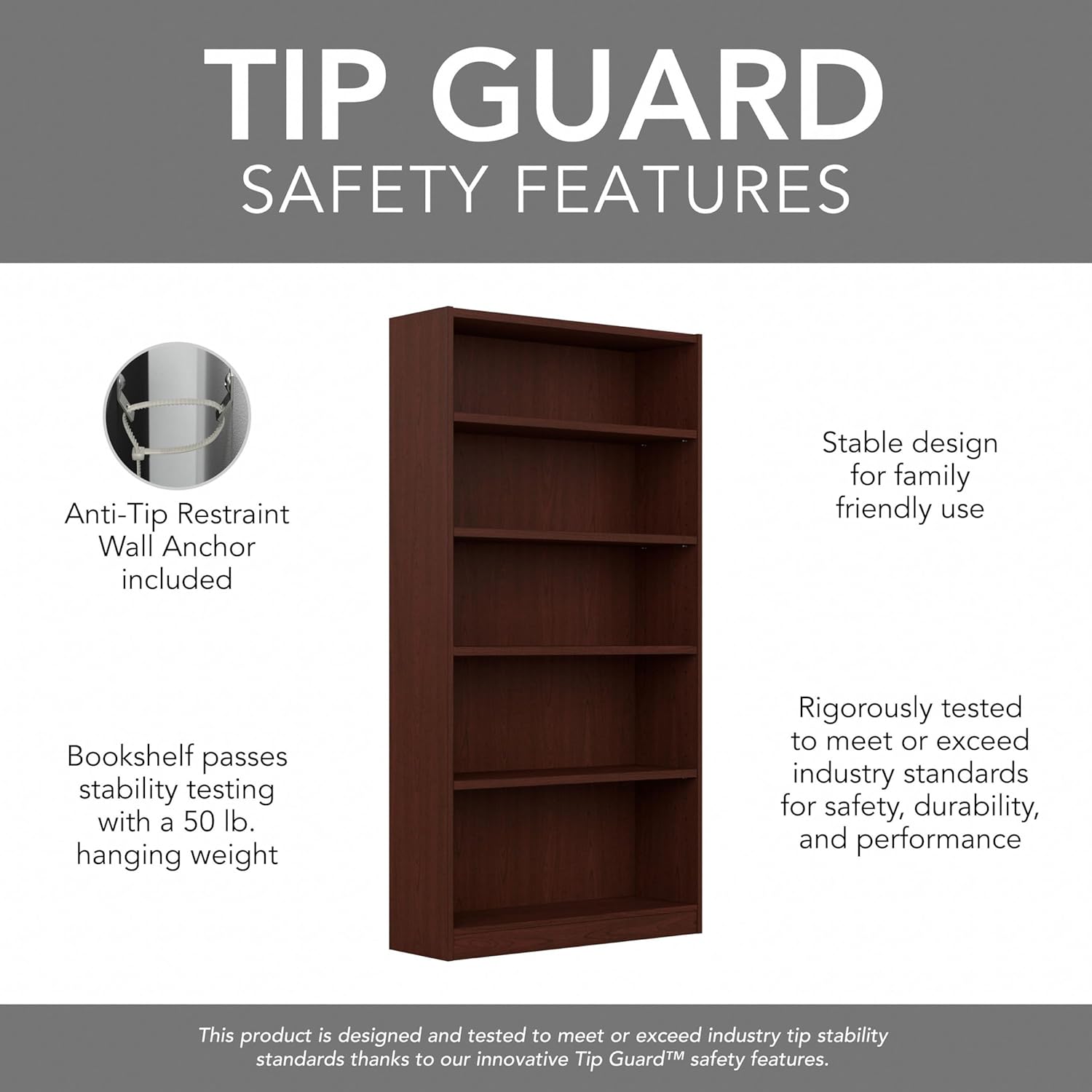 BUSH FURNITURE Universal Tall 5-Shelf Bookcase