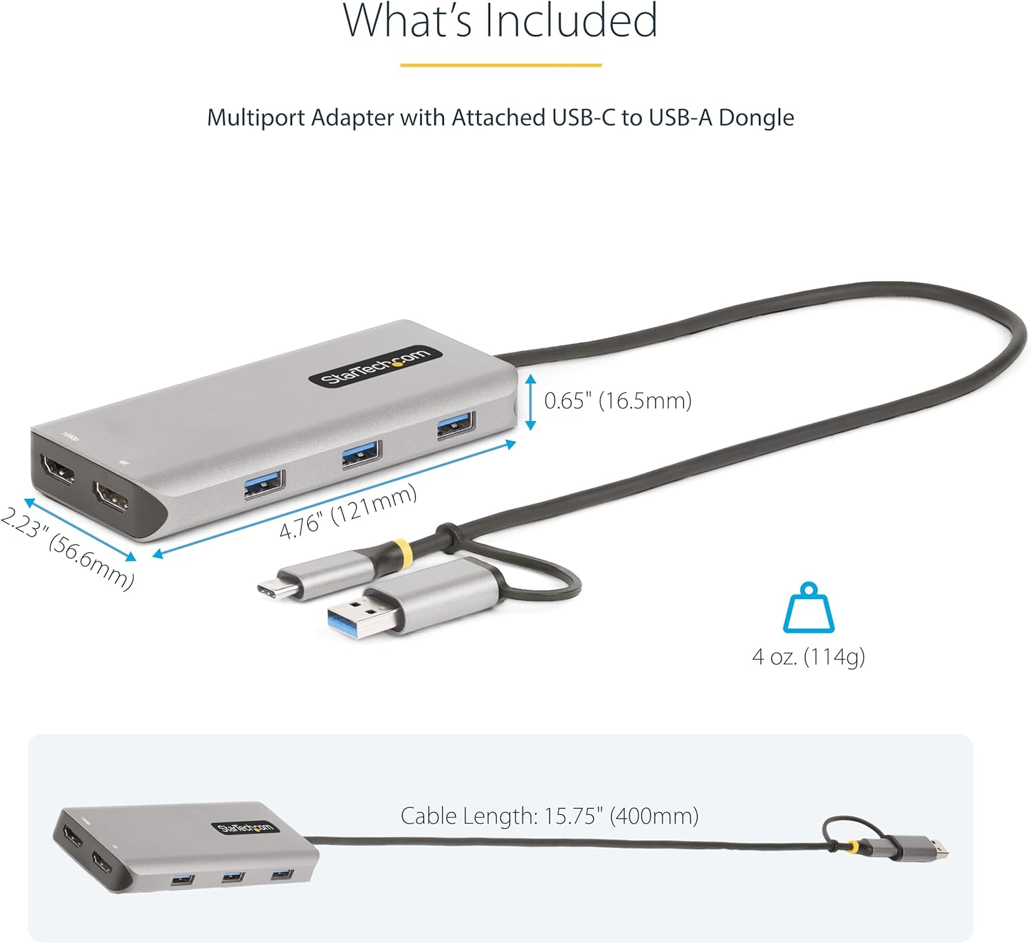 StarTech.com USB-C/USB-A Dual HDMI Multiport Adapter