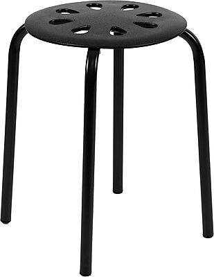 Flash Furniture Bailey Plastic Nesting Stack Stools, 17.5" Height, Black (5 Pack)