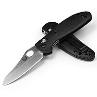 Benchmade Mini Griptilian Knife Drop-Point Blade Made EDC Manual Finish 556 Handle Black Grivory - Sheepsfoot Blade Plain Edge