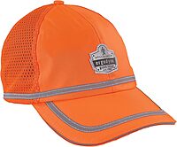 Ergodyne GloWear 8930 High Vis Baseball Hat, Breathable Mesh Paneling, Reflective Trim for Enhanced Visibility,Orange