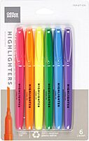 Office Depot Brand Pen-Style Highlighters, Chisel Point, 100% Recycled Plastic Barrel, Assorted Colors, Pack Of 6 Highlighters