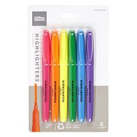 Office Depot Brand Pen-Style Highlighters, Chisel Point, 100% Recycled Plastic Barrel, Assorted Colors, Pack Of 6 Highlighters