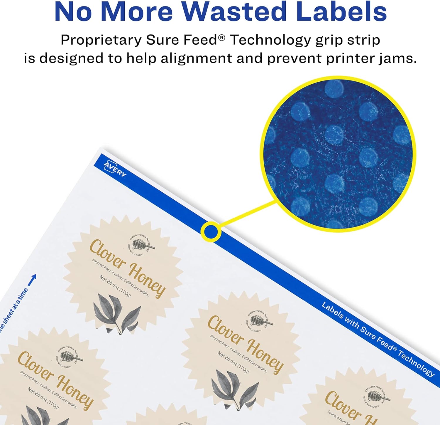Avery Matte White Starburst Labels, Sure Feed Technology, 1"