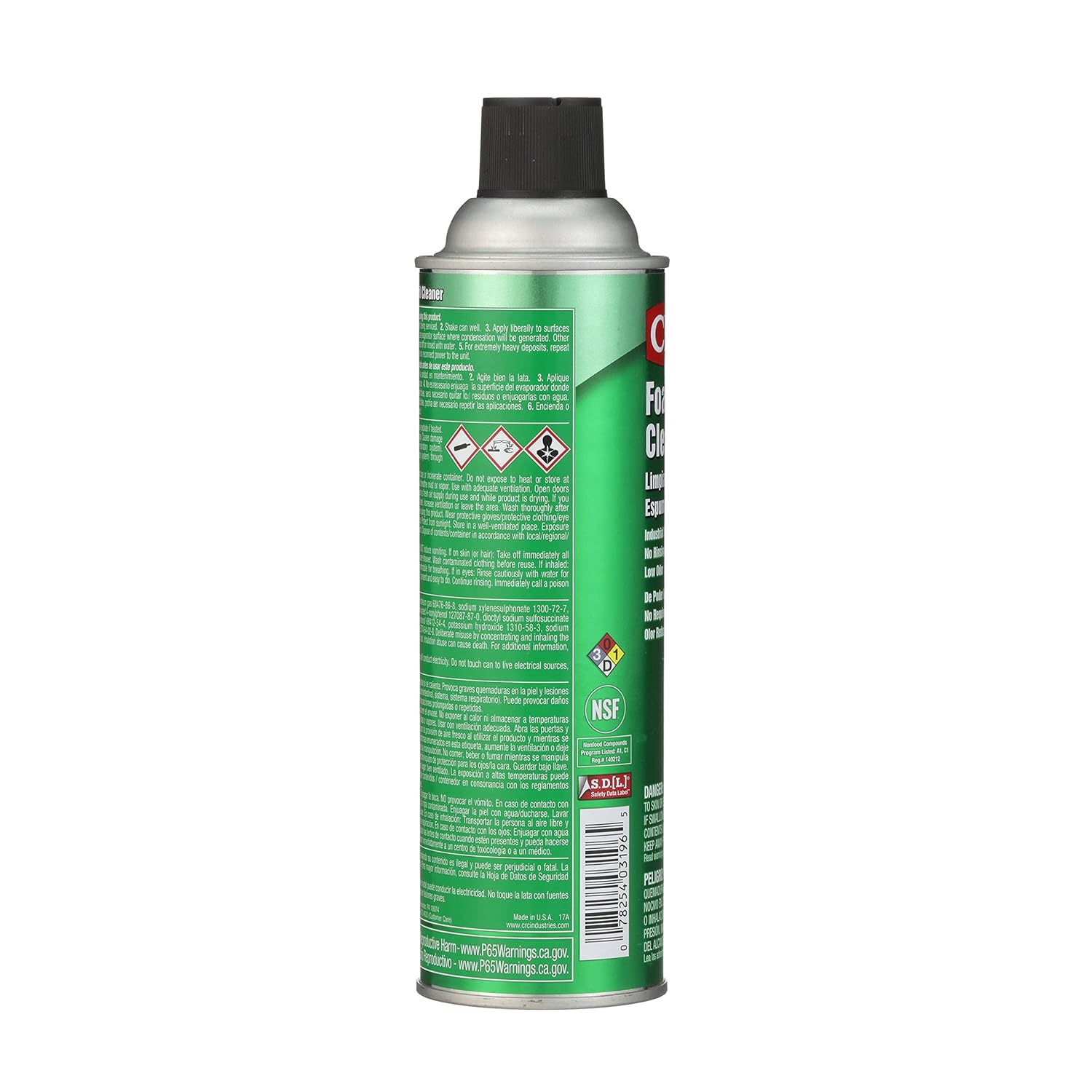 CRC Foaming Coil Cleaner, 18 Wt Oz, Water-Based, Heavy-Duty Cleaner For Air Conditioning And Refrigeration Condensers