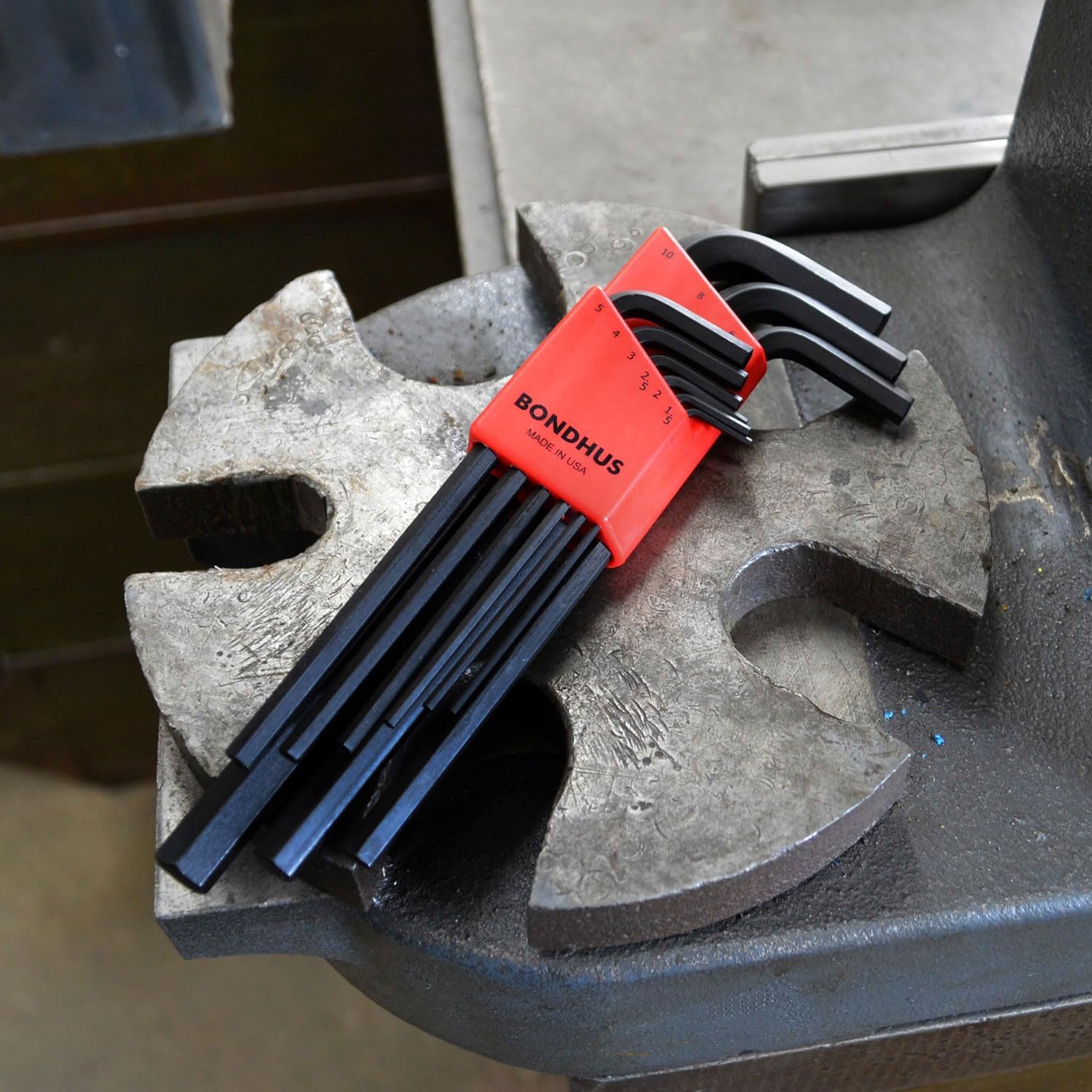 Bondhus 12199 Set of 9 Hex L-wrenches, Long Length, sizes 1.5-10mm