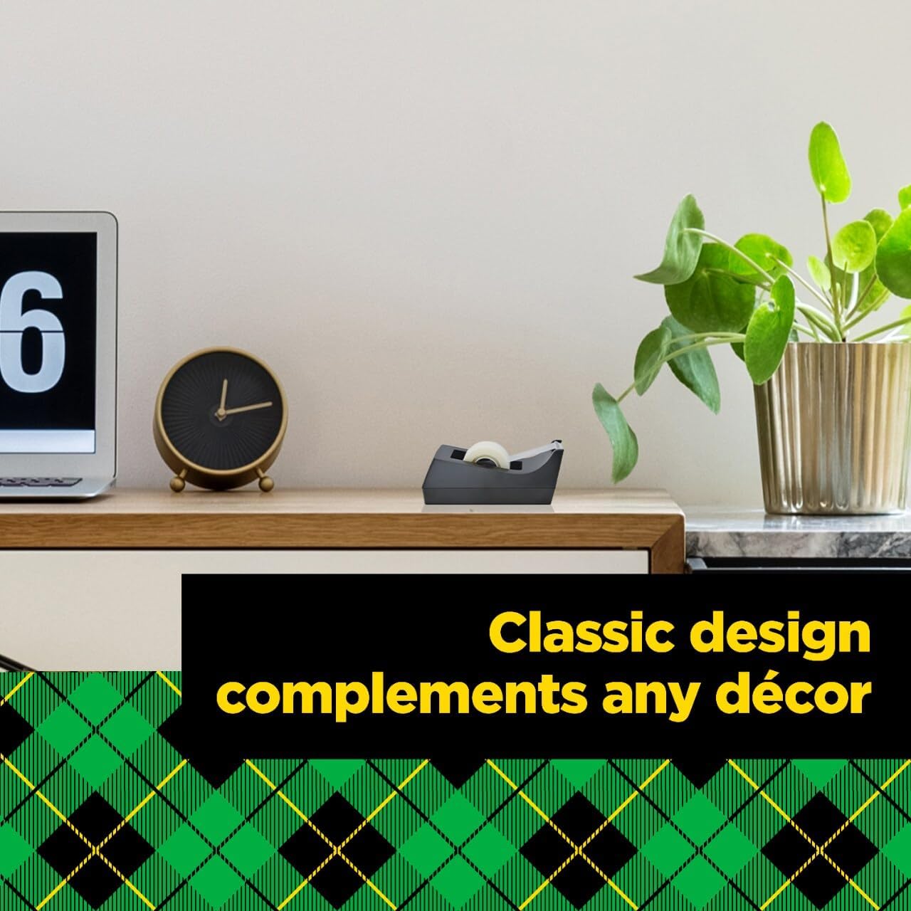 Scotch Classic Desktop Tape Dispenser, Black, 1-inch Core, Made from 100% Recycled Plastic, 1 Dispenser