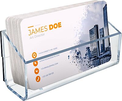 Azar Displays Magnetic Business Card Holders, 1-5/8in x 3-3/4in, Clear, Pack Of 10 Holders