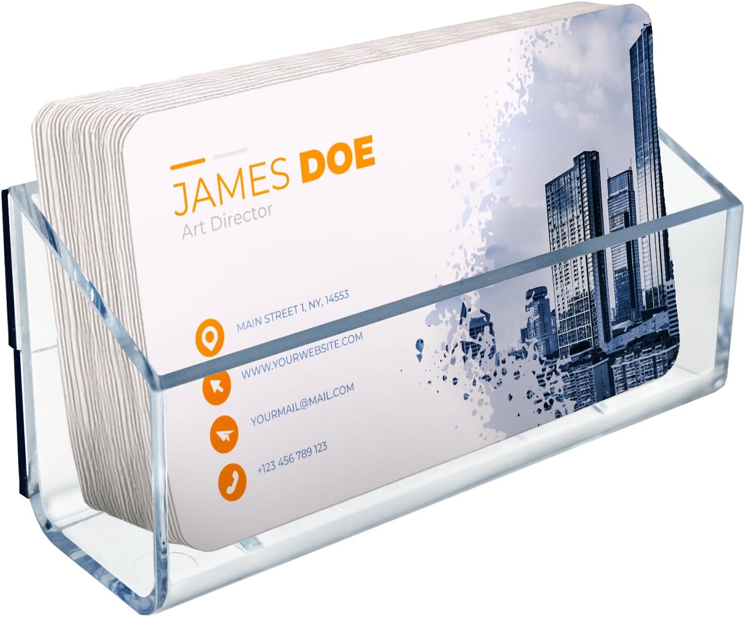 Azar Displays Magnetic Business Card Holders, 1-5/8in x 3-3/4in, Clear, Pack Of 10 Holders