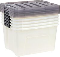 IRIS USA 40 Quart Stack & Pull Clear Storage Box, Gray, 5 Pack