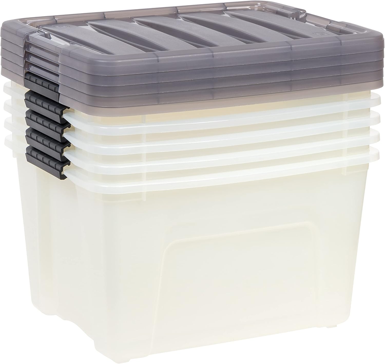 IRIS USA 40 Quart Stack & Pull Clear Storage Box, Gray, 5 Pack