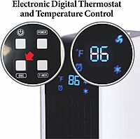 Optimus H-7319 17" Oscillating Tower Heater with Remote, Digi Temp Readout & Setting