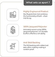 Anji Mountain Rug'd Office Chair Mat for Carpet & Hardwood Floor - Jacquard Woven Top, Anti-Slip Backing, Low Pile