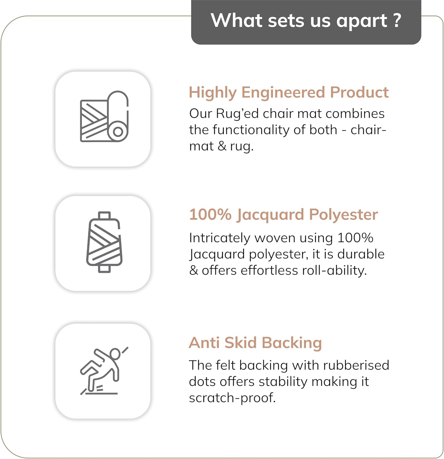 Anji Mountain Rug'd Office Chair Mat for Carpet & Hardwood Floor - Jacquard Woven Top, Anti-Slip Backing, Low Pile