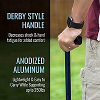 DMI Lightweight Aluminum Adjustable Walking Cane with Derby-Top Handle