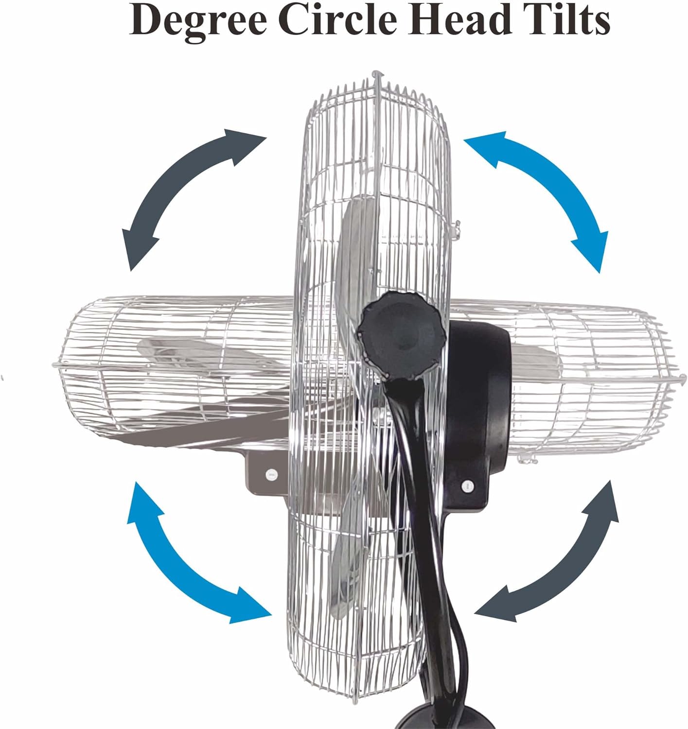 Optimus 20in Adjustable Industrial-Grade HV Oscillating Stand Fan With Chrome Grill, 30in x 24in, Black