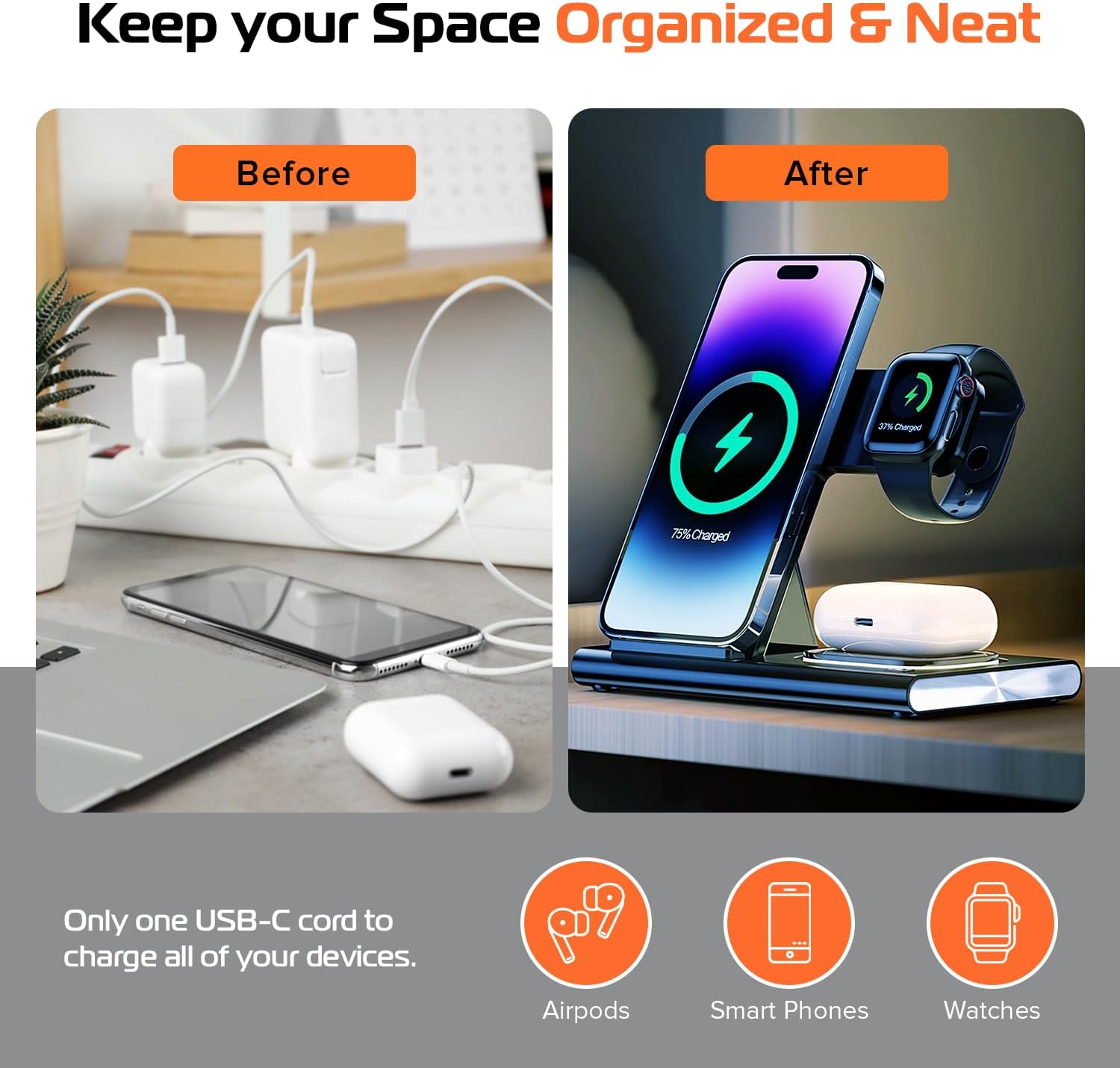 SPRACHT Flex Charge 3 3-in-1 Wireless Charging Station