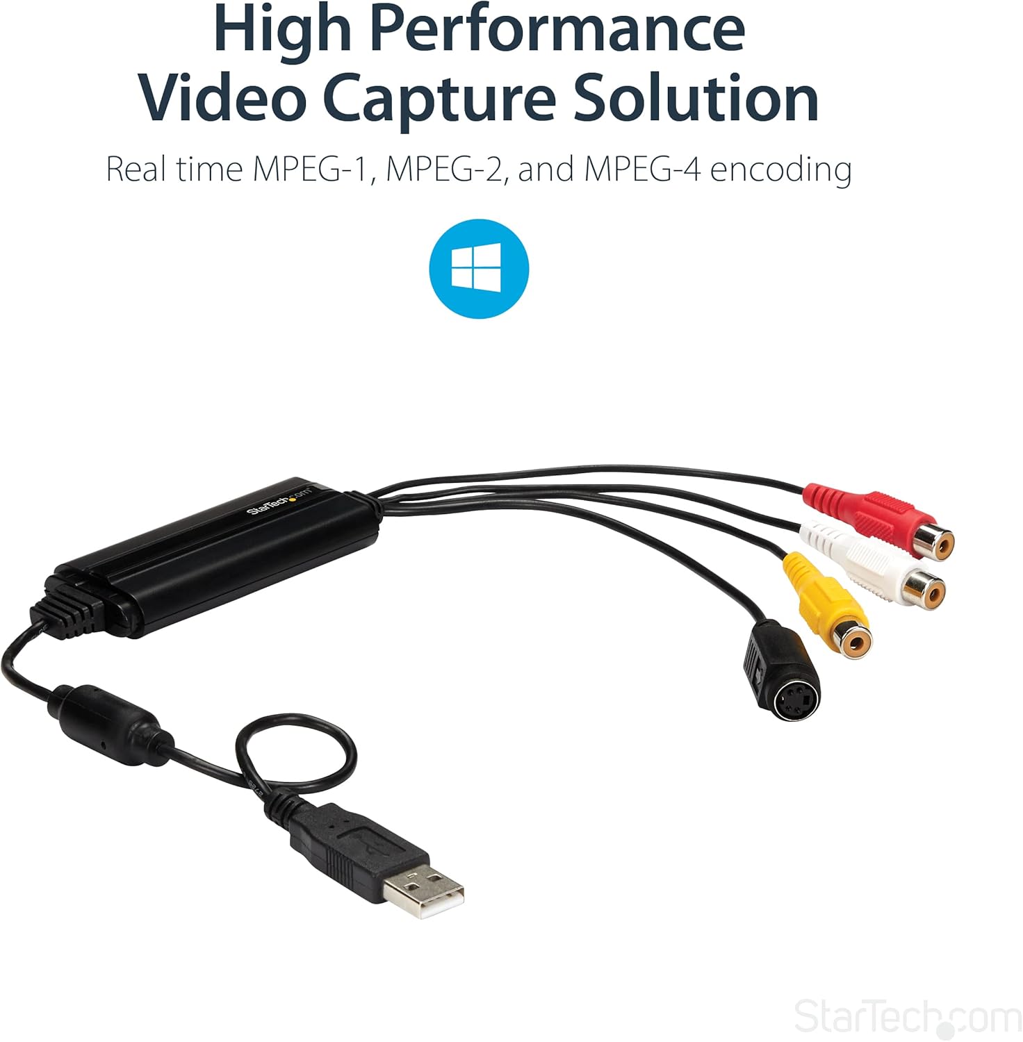 StarTech.com USB Video Capture Adapter Cable - S-Video/Composite to USB 2.0 SD Video Capture Device Cable - Twain Support