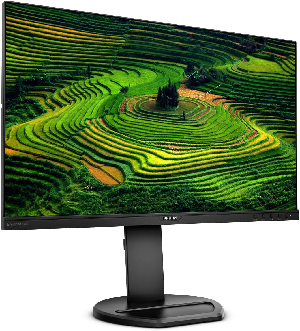 PHILIPS 241B8QJEB/17 24” Monitor, FHD IPS Panel, VGA, DVI, DP, HDMI, USB-Hub, EPEAT, Built-in Speaker, Height Adjustable