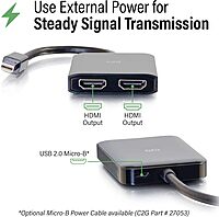 C2G 54292 USB Powered 4K 2-Port Mini DisplayPort to HDMI MST Hub Monitor Splitter, Black