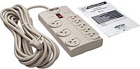 Tripp Lite 8 Outlet Surge Protector Power Strip, Extra Long Cord 25ft, Right-Angle Plug, Lifetime Limited Warranty & Dollar 75K Insurance (TLP825) , White 8 Outlets